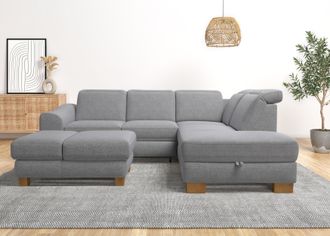 HOME AFFAIRE Ecksofa »Dundee L-Form« wahlweise mit Kopfteilverstellung und zusätzlich mit Bettfunktion