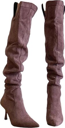 Generic Womens Street Style Pointed Toe Boots Slip-On High Heel Sexy Long Boots