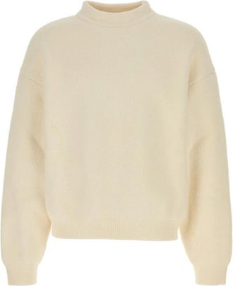 Jacquemus Maglione - Heren - Ronde hals truien - Wit - XL - Katoen - Truien & Vesten