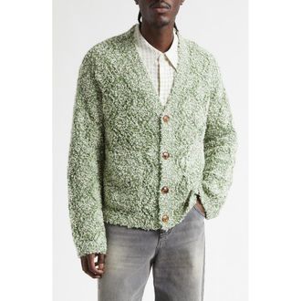S&eacute;fr Abain Wool & Mohair Blend Boucl&eacute; Cardigan in Zoysia Field at Nordstrom, Size X-Large