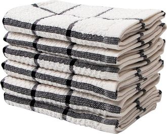 OEM Juego De 8 Pa&ntilde;os De Cocina De Algod&oacute;n Con Textura De Gofre A Rayas, De 30 X 30 Cm, Ultrasuaves Y Absorbentes, De Secado R&aacute;pido