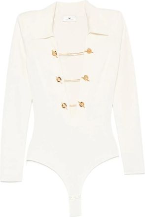 Elisabetta Franchi Toggle-chain Ribbed-knit Bodysuit