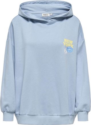 Only Sweatshirt ONLY ONLELO L/S PRINT HOOD BOX SWT, Damen, Gr. XS, soft chambray print:apple, Sweatware, Obermaterial: 60% Baumwolle, 40% Polyester, bedruc