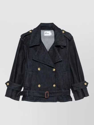 Self Portrait denim trench coat oversized double breasted belt