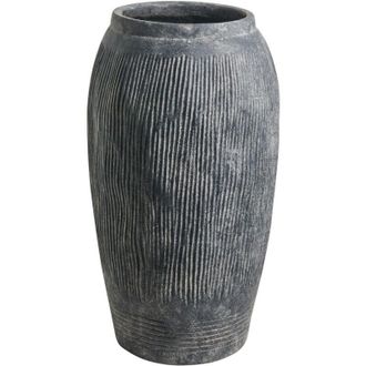 Beliani Vaso da fiori per esterni e interni in fibra di argilla di forma rotonda grigio Argino