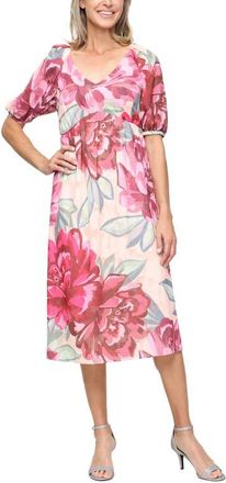 S.L. Fashions Floral Chiffon Cocktail Dress in Pink Multi at Nordstrom, Size 12