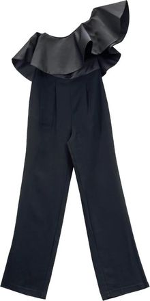 Karl Lagerfeld Frill Avond Jumpsuit - Dames - Jumpsuits - Zwart - M - Leer - Jumpsuits & Playsuits