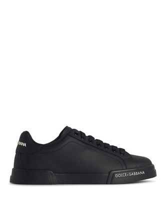 Dolce & Gabbana Portofino Black Leather Sneakers