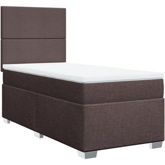 vidaXL Vidaxl - Cama Box Spring Con Colch&oacute;n Tela Marr&oacute;n Oscuro 100x200 Cm
