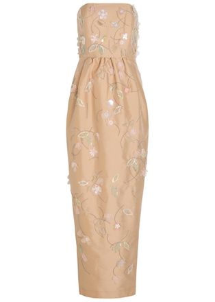 Bernadette Bernadette Lena Floral Bead-embellished Maxi Dress - Beige - 40 (UK12 / M)
