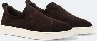 Santoni Suede slip-on sneakers