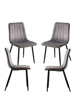 Regalos Miguel Packs Sillas Comedor - Pack 4 Sillas Liny Terciopelo - Gris Oscuro