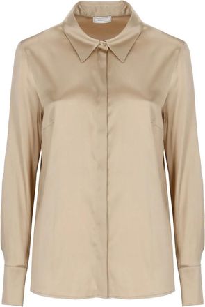 PESERICO Overhemden, Dames, Beige, L, Zijden Blouse