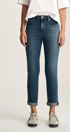 Mavi Kathleen Mid Waist Slim Boyfriend Jeans in Dark Brushed Flex Bl at Nordstrom, Size 27 X 30