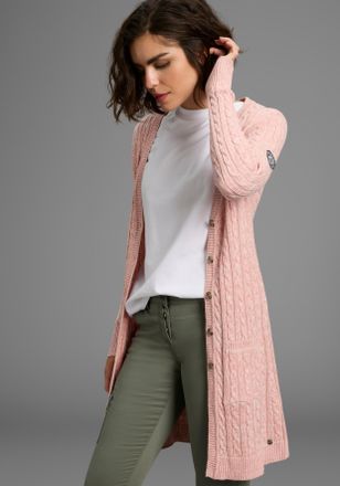 Kangaroos Longstrickjacke mit trendigem Zopfmuster und Taschen