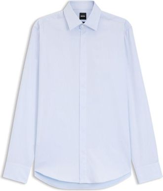 BOSS Regular-fit shirt in Italian monogrammed cotton