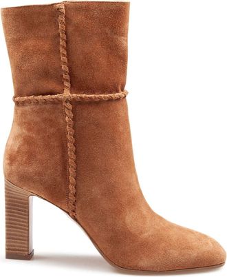 Aquazzura Indy 85 Suede Ankle Boot In Camel