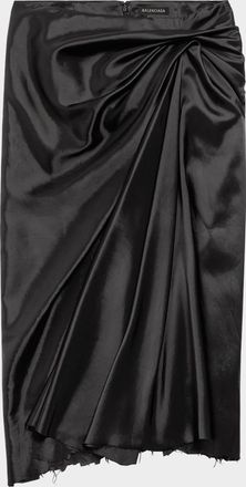 Balenciaga Draped Satin Midi Skirt