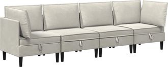 vidaXL Juego De Muebles De Sal&oacute;n 4 Uds. Crema Terciopelo Vidaxl