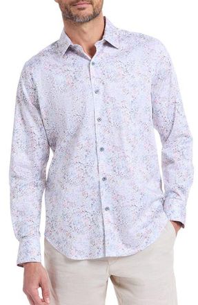 Robert Graham Liverpool Stretch Cotton Button-Up Shirt in Purple Multi at Nordstrom, Size Xxx-Large
