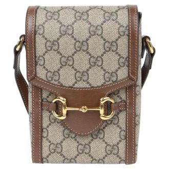 Gucci Pre-owned Cross Body Bags, female, Brown, Size: ONE SIZE Pre-owned Horsebit 1955 Mini Shoulder Crossbody Bag