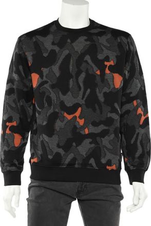 Emporio Armani Charcoal Grey Camouflage Intarsia Knit Crewneck Sweater