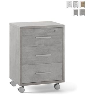 OEM Cajonera De Oficina Con Tres Cajones Con Ruedas Beton Cemento 51x41x H71 Cm