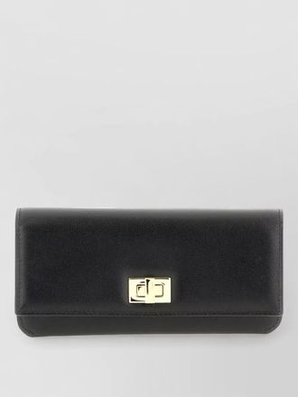 Fendi leather continental wallet compact rectangular design
