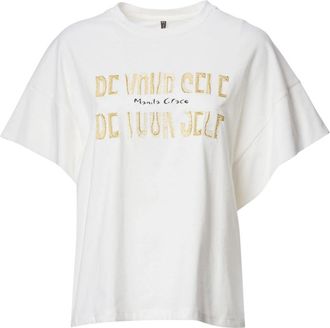 Manila Grace Bedrukt T-shirt voor Vrouwen - Dames - T-shirts - Wit - M - Katoen - Tops