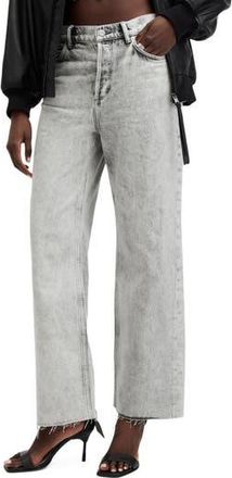 AllSaints Wendel Raw Hem Ankle Straight Leg Jeans in Anthracite Grey at Nordstrom Rack, Size 31