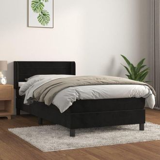 vidaXL Cama Box Spring Con Colch&oacute;n Terciopelo Negro 100x200 Cm Vidaxl
