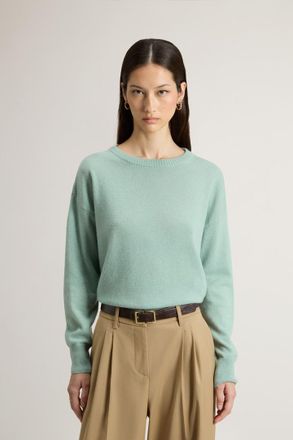 Woolrich donna Maglia girocollo in misto lana vergine e cashmere Verde Taglia XXS