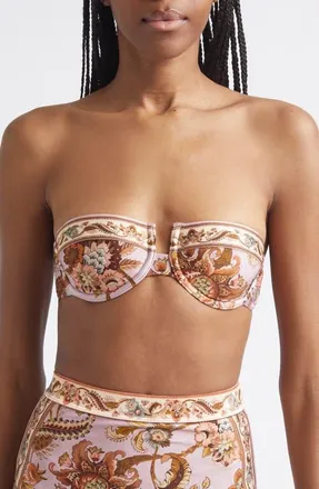 Zimmermann Aster Balconette Bikini Top in Mauve Jacobean at Nordstrom, Size 0