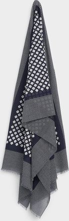 Le 31 Mens Two-tone flower & dot lightweight scarf Exclusive collection from Italy