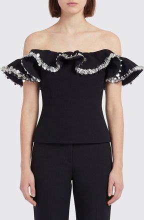 Rotate Top Rotate in cr&ecirc;pe con rouches e paillettes