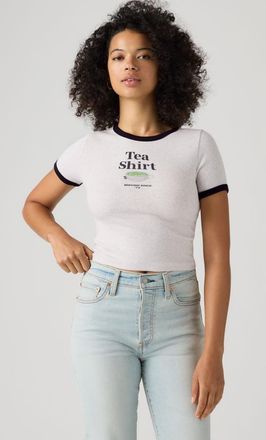 Levi's Graphic Hayes Cropped Tee - Women - XS - Grey / Tea Shirt Orbit Heather Gray Anthracite