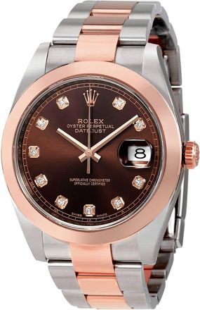 Rolex Datejust 41 Chocolate Diamond Dial Steel and 18K Rose Gold Mens Watch 126301CHDO