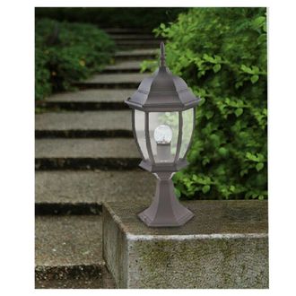Trade Shop Trade Shop Traesio - Lampione Da Giardino 48cm Lanterna In Vetro E27 Luce Da Esterno Alluminio Es45 - Grigio