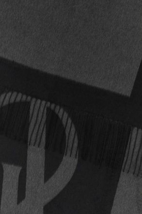 Saint Laurent Womens Jacquard Scarf Gray Silk