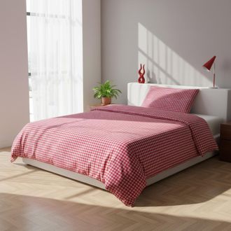 KASANOVA Parure copripiumino 1 piazza e mezza quadretti rosso Young