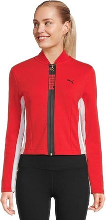Puma T7 Slim Short Track Jacket Womens Jacket For All Time Red/PUMA White : SM, Cotton/Elastane/Polyester
