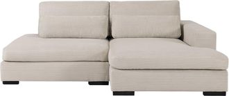 VENTE-UNIQUE.COM Sof&aacute; rinconera terciopelo 4 plazas beige 223x158cm