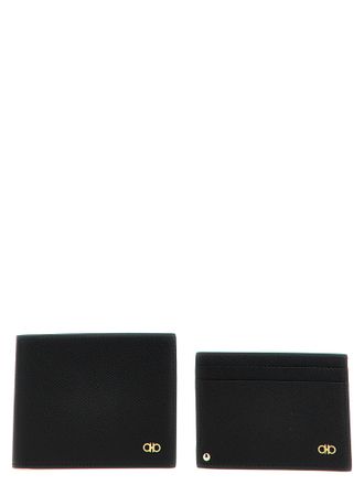 Ferragamo Mens Gancio Wallet + Card Holder Set