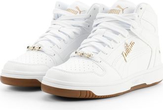Puma Rebound Layup Bling High Top Sneaker in Puma White-Puma White- Gold at Nordstrom Rack, Size 7.5