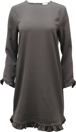 Ganni Ganni Ruffle-Trimmed Mini Dress in Black Polyester