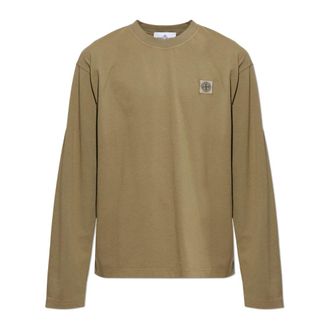 Stone Island Logo T-shirt - Heren - Longsleeves - Groen - S - Katoen - Tops