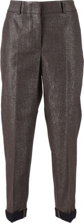 PESERICO Woman Trousers Metallic Straight-Leg Pants