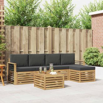 vidaXL Vidaxl Set Di Divani Da Esterno 6 Pz Bianco E Antracite Poliestere