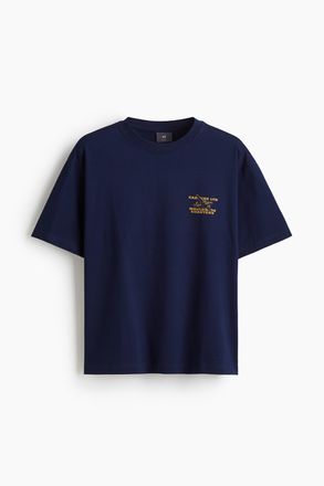 H&M T-Shirt mit Print Relaxed Fit - Marineblau/Carmine Ltd