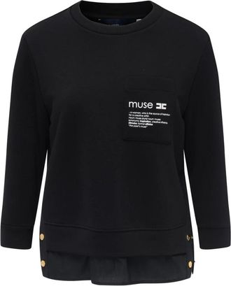 Elisabetta Franchi Elegante Gebreide Trui - Dames - Sweatshirts - Zwart - M - Hoodies & sweatvesten